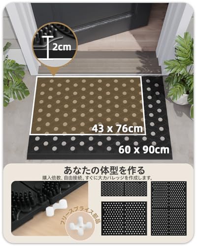 Color&Geometry 超重型TPE Stormproof屋外迎賓マット、環境保護材料無味ドアマット、コネクタと滑り止め付き、全天候屋外入口裸足でフレンドリー、60×90 cm黒 [2]