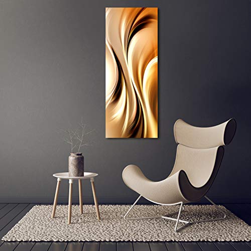 Image sur verre trempé 50x125cm décoration murale vagues or