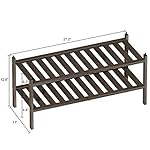 Shoe Rack,2-Tier Bamboo Stackable Shelf Storage Organizer for Entryway, Hallway and Closet, 27.2"x11"x13.2" (Mocha) - Image 3