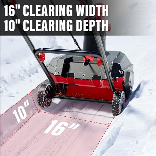 MZK 16-Inch Electric Walk-Behind Snow Blower with 20ft Throwing Distance, Electric Snow Blower with 13-Amp Motor,Directional Chute Control, Black - Thumbnail 2