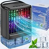 Portable Air Conditioners Fan with 800ml Water Tank - Mini Personal Fan for Desk & Bedroom, 3-Speed with Timer, USB Powered Quiet Cooling Fan with LED Light for Home Office Car (7.2×5.2×10.8 inches)