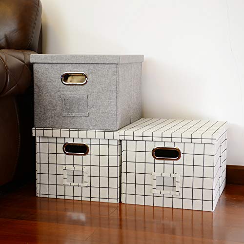 Upgraded Collapsible Hanging File Storage Boxes With Smooth Sliding Rail Large Capacity Filing Organizer Letter/Legal File Floder Storage Box, Office Box (White Lattice, Pack Of 1) #TOP6