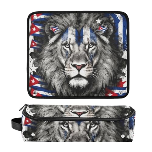 Organizador de herramientas para cabello 2 en 1 y tapete resistente al calor impermeable para planchas y rizadores, organizador de viaje portátil Lion miniatura 3