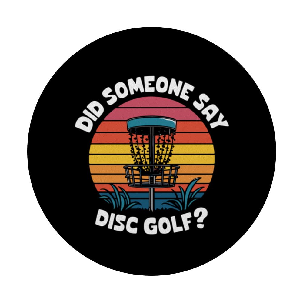 Retro Disc Golf Basket, Did Someone Say Disc Golf PopSockets Swappable PopGrip, Black - Image 3