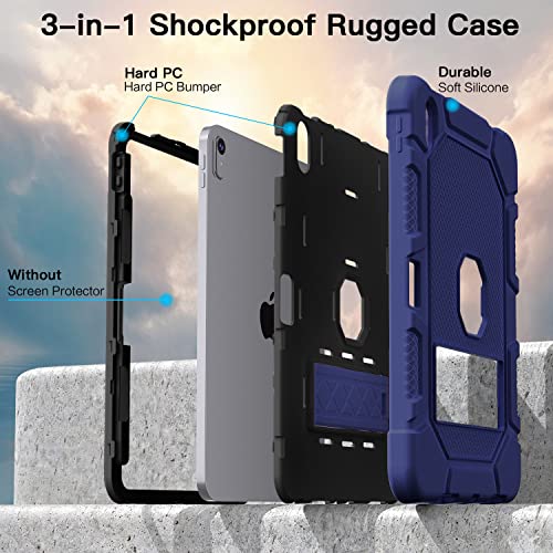 Image of Case for iPad (A16) 11th Generation 11 Inch 2025 / iPad 10th Generation 10.9 Inch 2022, [Built-in Pencil Holder] Heavy Duty Shockproof Rugged Protective Case, Navy Blue2