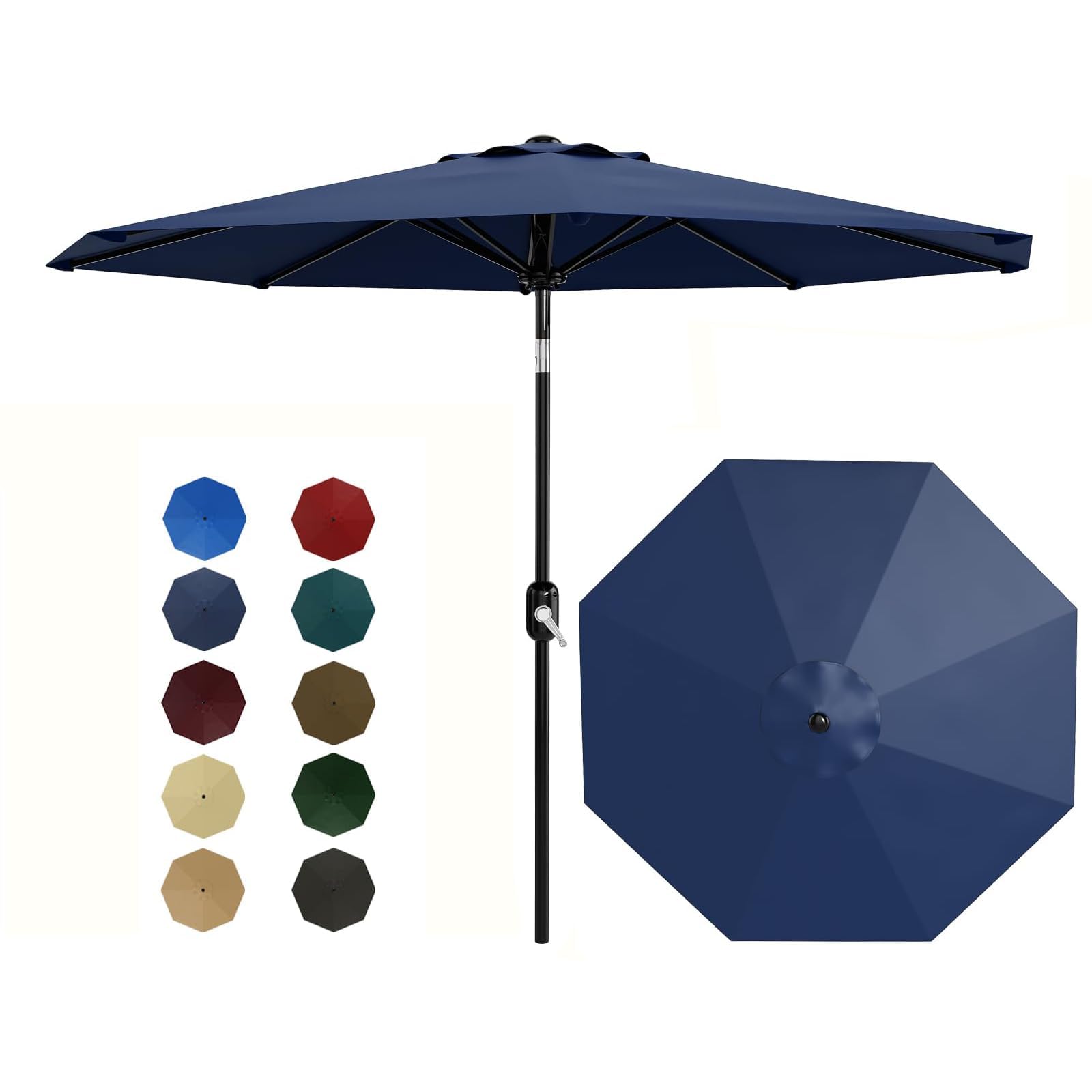 GAOMON 10FT Outdoor Patio Umbrella with 8 Sturdy Ribs, Table Umbrella with Push Button Tilt and Crank, UV Protection Waterproof for Garden, Deck,