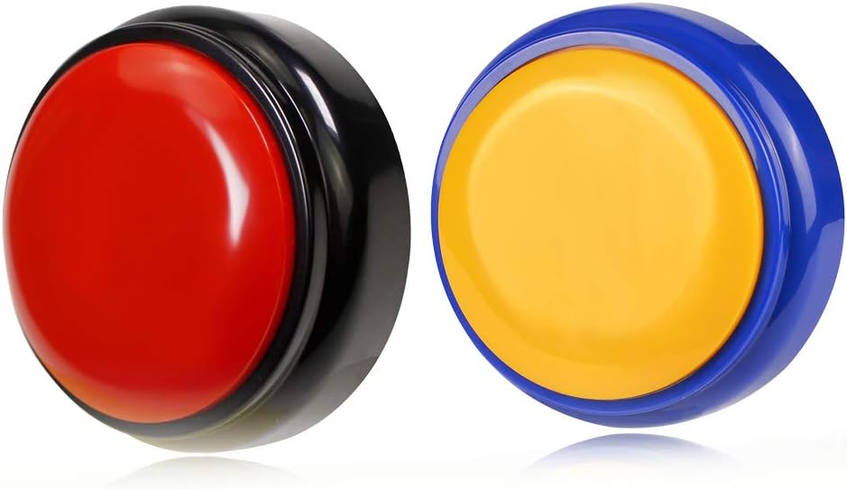 Cover Talking Button Record & Playback Your Own Message 30 Second Custom Recordable, Easy Sound Recorder Set of 2 (Black+Blue)