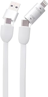 كابل CC174 4 في 1 بقوة 65 وات + 27 وات، كابل شحن USB من نوع C/لايتنينج متين بطول 91 سم للشحن سريع لأجهزة متعددة من جرين، رمادي