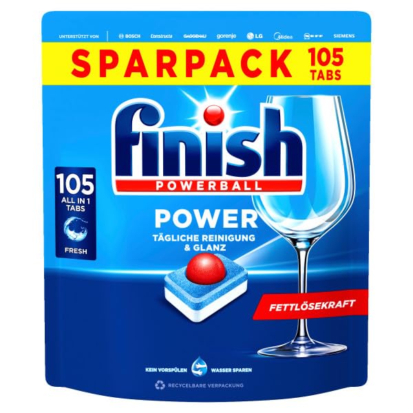 Finish Power Fresh - Pastillas para lavavajillas (105 unidades)
