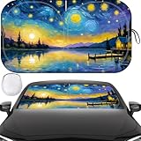 Windshield Sun Shade, Car Sun Shade Windshield, Reflector Sunshade Offers Ultimate Protection for Car Interior, Reflective Polyester Blocks Heat for Cars,Trucks,SUVs (57 x 32 in)