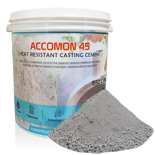 Castable Refractory Cement for Forge - Furnace Cement High Temperature - 2822F Rated - 12.5 LBS - 45% Alumina Fireplace Cement Refractory for Casting Purpose Like Fire Bricks, Pizza Oven, Stove etc...