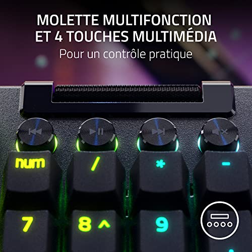 BlackWidow V4 Pro (Switch Giallo) - Tastiera Gamer Meccanica (Interruttore Meccanico Silenzioso, Rotella, 8 Tasti Macro Dedicati, Poggiapolsi in Similpelle, RGB Chroma) Tastiera FR | Nero - Tastiera gaming - Immagine 6