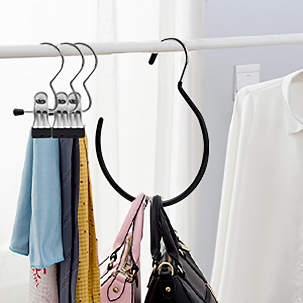Yeenano 5 PCS Non-Slip Scarf Ring Hangers, Stainless Steel, Black, 19 x 14cm, 7cm Opening - Image 3