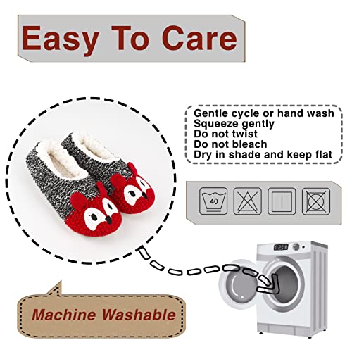 Cosyone1997 Women's Cute Animal Slippers With Non-Slip Gripper Soles Warm Cozy House Socks Unique Gifts （Fox L 9-10 #TOP5