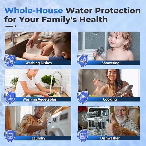 Image of iSpring Whole House Water Filter System Ultimate PFAS Scale and Heavy Metals Protection Removes Up to 99% PFOA & PFOS with SGS-Tested Media, Jumbo Spin-Down Sediment Filter Model: WGB32B-PFKDS+WSP50J