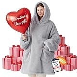 BEDSURE Hoodie Decke mit Ärmeln - Kuschelpullover als Geschenke für Frauen - Tragbare Decke zum Anziehen Erwachsene Kuscheldecke mit Ärmeln Weich Warm Geschenke für Freundin Mütter, Grau 95x85 cm