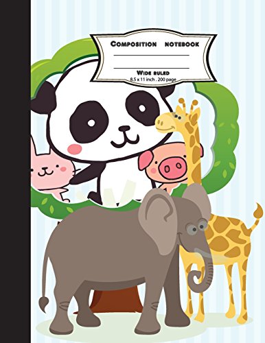 Composition notebook wide ruled 8.5 x 11 inch 200 page,Kawaii Wild Animal: Large composition book journal for school student/teacher/office