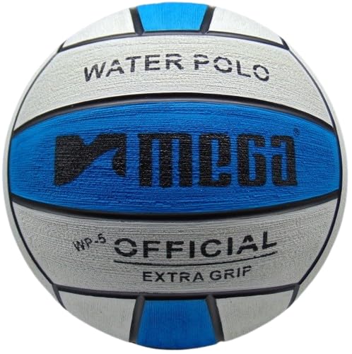 Mega Sport Water Polo Ball, Size 5, Blue-White