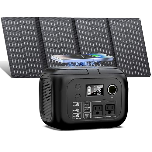 Solar Powered Generator 300W Peak/70400mAh, 260Wh Portable Power Station with Panels 40W Included, Solar Generator with AC Outlet 110V for Home Use, Camping, Outdoor, Power Backup