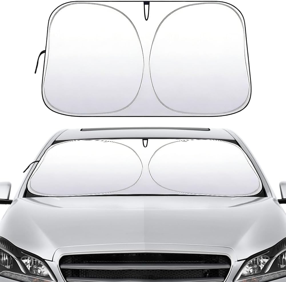 ONEMAJI Car Windscreen Sun Shade for Mitsubishi Outlander PHEV 2012-2021, Foldable Front Window Sunshade Reflector UV Ray Protective Sun Visor Durable Heat,145 * 80cm