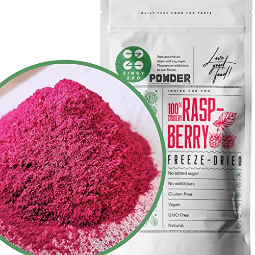 ZINGY ZOO Polvere di Lamponi Disidratati|XL 500g Frutta Liofilizzata In Polvere|Lamponi Liofilizzati Vegan Lamponi Essiccati|Frutti di Bosco Disidratati Frutti Rossi Polvere|Freeze Dried Raspberry