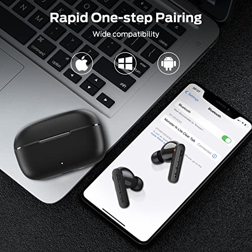 Image of Monster N-Lite Clear Talk Wireless Earbuds Bluetooth 5.3 Headphones with IPX8 Waterproof, CVC 8.0 Noise Reduction, Fast Charging for Sport