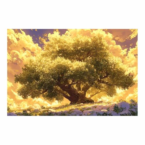 Tableau arbre de vie impression d'art dorée haut de gamme 80x120cm