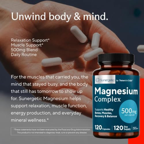 Image of Premium Magnesium Citrate Capsules - Powerful 500mg Magnesium Oxide & Citrate Supplement - Helps Support Healthy Bones, Muscles, Teeth, Energy & Relaxation - 120 Vegetable Capsules
