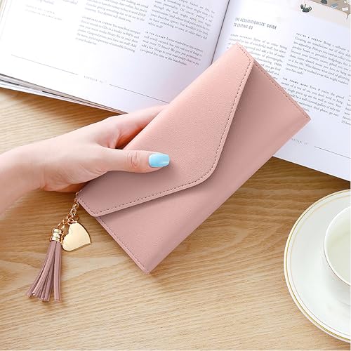 Image of Kraptick Women's Wallet -Stylish and Compact Purse Clutch Wallet for Women, Stylish Card Coin Holder, Debit Card Holder, Money Organizer and Travel Wallet with 13 Slots (Pink)
