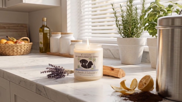 Image of Pet Odor Eliminating Candle, Lavender & Cedarwood, Soy Wax, 7oz | Helps Eliminates 95% Pet Odors, 50Hr Burn, Pet Friendly Candles, Perfect for Living Rooms & Pet Zones, Gift for Pet Owners
