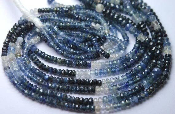 Saphir bleu naturel en fil de perles facettées pour fabriquer un bijou unique à offrir