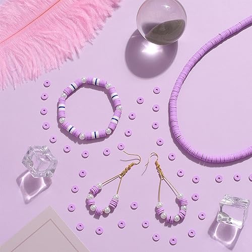 SUNNYCLUE 2 Strands 700Pcs+ Purple Clay Bead Clay Heishi Beads 6mm Heishi Bead Bulk Flat Beads Flat Disc Beads Heishi Vinyl Beads Spacer Loose Beads for Jewellery Making DIY Bracelets Necklace Gifts - Image 4