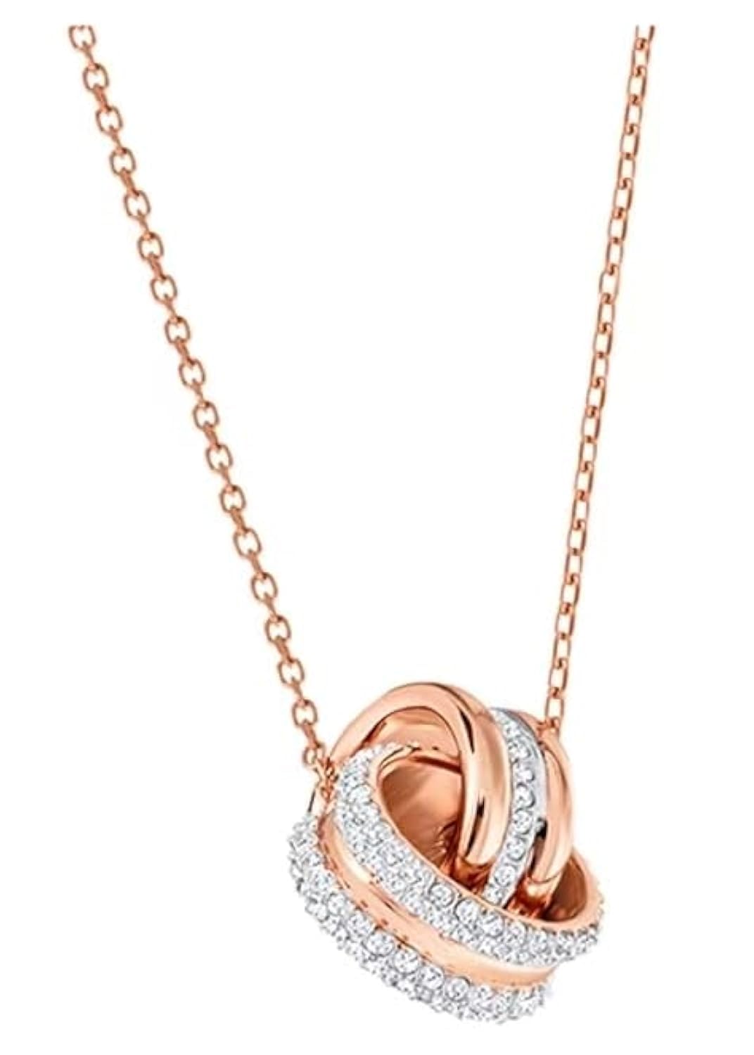 J.RoséeFashion Jewelry Crystal Rose Gold Plated Double Ring Pendant Necklace for Women Gift Packing JR-1228