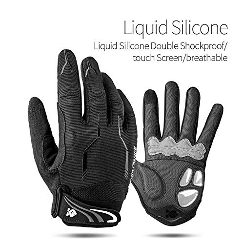 bestime Full Finger Bike Cycling Gloves Outdoor Touch Screen Cycling Motorcycle Gloves Road Mountain Bike Bicycle Gel Gloves (91041 Black, M)