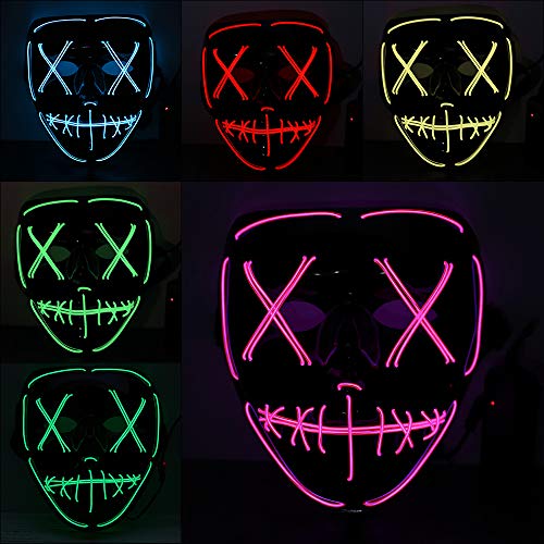Adultos Halloween LED Light Up Máscara Halloween Costume Supplies para Festival Masquerade Cosplay P