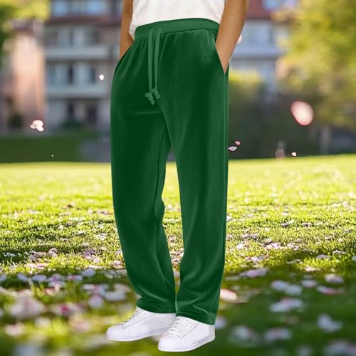 Men's Corduroy Pants Elastic Waist Drawstring Pant Fashion Loose Casual Long Trousers Soft Comfy Pant with Pockets2