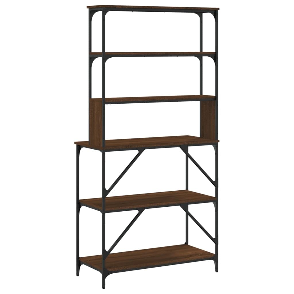 Solivagant Bäckerregal 6 Fächer Braun Eichen-Optik 90x40x180 cm, Küche Esszimmer,Küchenhelfer -utensilien,Küchenorganizer,Küchenutensilienhalter -ablagen, 27.93 kg-834224