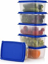 PureChill Set of 6 Fridge Storage Containers 1800ml BPA Free Food Grade Plastic Stackable Transparent Boxes Freezer Safe for Vegetables Fruits Snacks Kitchen Made in India