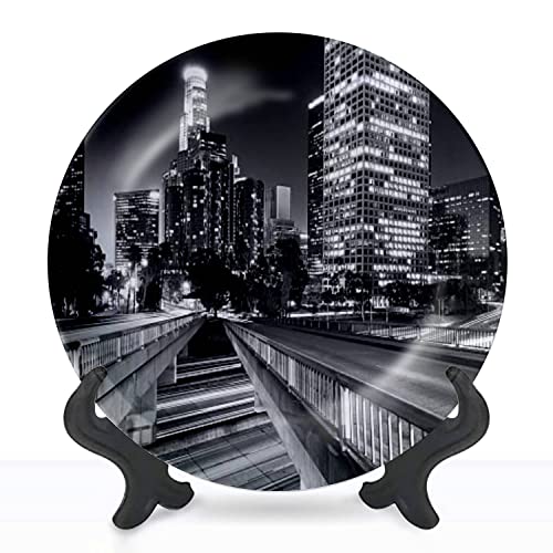 DISAOODANK Decorative Plates Downtown Los Angeles monochromes Pictures Wall Decor