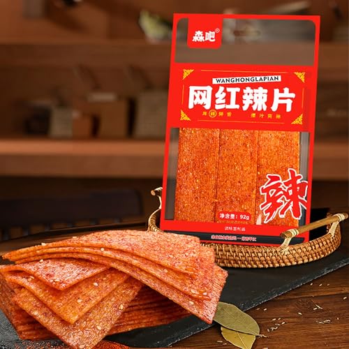 Latiao,Chinesische Snacks,Würzig Gewürzte Snackswürzige Streifen,Würzig Gewürzte Snacks,Snacks für Partys,Duftendes scharf, Individuelles Paket (92g×4Packungen)