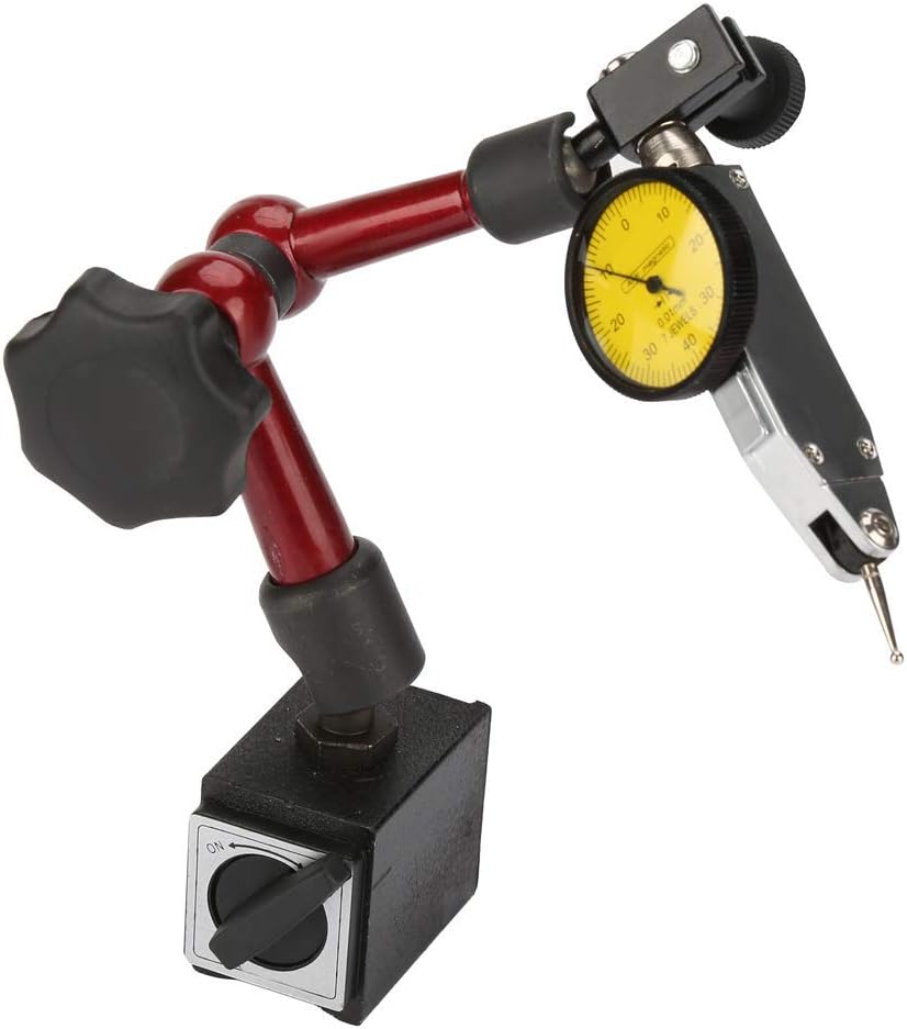 Walfront Dial Indicator with Flexible Strong Magnetic Stand Base Holder Lever Dial Test Indicator Precision Scale and Installation Accessories