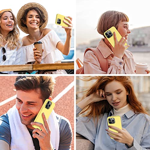 Image of Elzzi Microfiber Candy Case Compatible for iPhone 14 PRO MAX, Shockproof Slim Back Cover Liquid Silicone Case (Yellow)