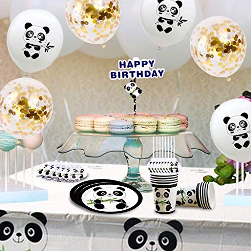 Amycute 75 stuks panda-verjaardagsdecoratie, panda-feestservies, kartonnen borden voor kinderverjaardag, panda-partyset… - Image 4