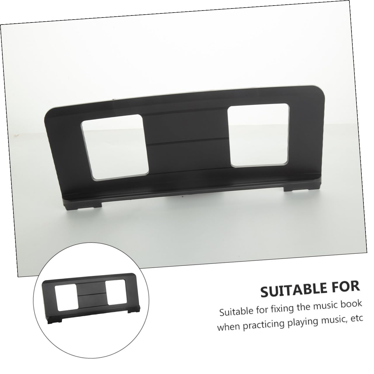 Hemobllo Supporto per Spartiti Musicali per Fissare Libri di Musica Compatto in ABS Nero Leggero e Resistente, Design Semplice ed Elegante Durante la Pratica