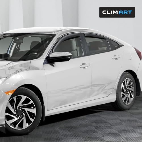 Image of CLIM ART in-Channel Incredibly Durable Rain Guards for Honda Civic 2016-2021 Sedan, Original Window Deflectors, Vent Window Visors, Vent Deflector, 4 pcs. - 616071