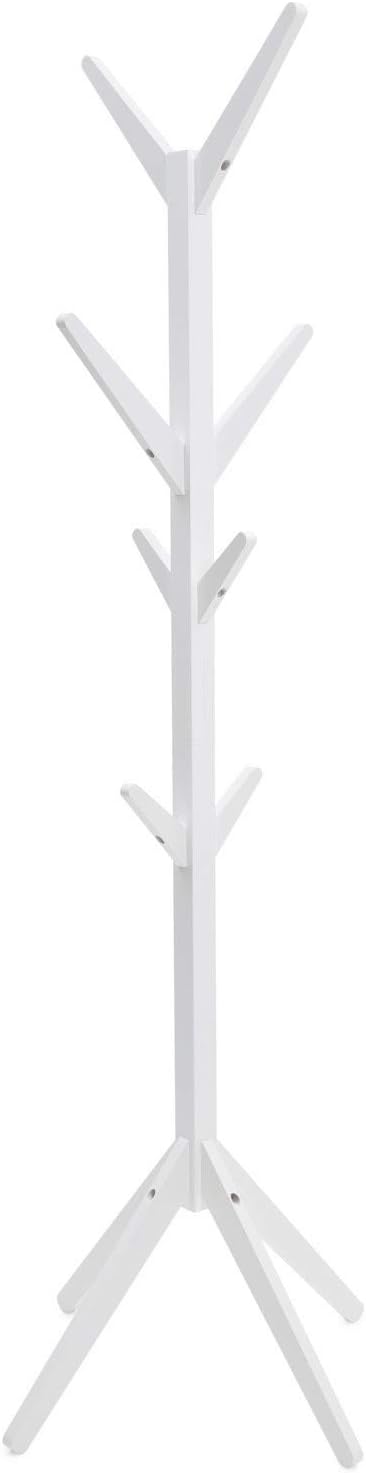 Elegant BrandsCoat Stand, Freestanding, Scandinavian Inspired, Wooden, Crisp White Paint Finish, Hampton Range