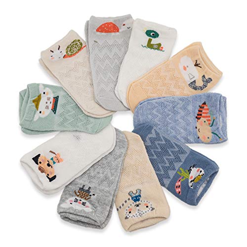 INOBAY Baby Infant Socks 10 Pack Kids Socks Toddlers Socks Girls Boys Cotton Socks (XS(0-12M), Bee)