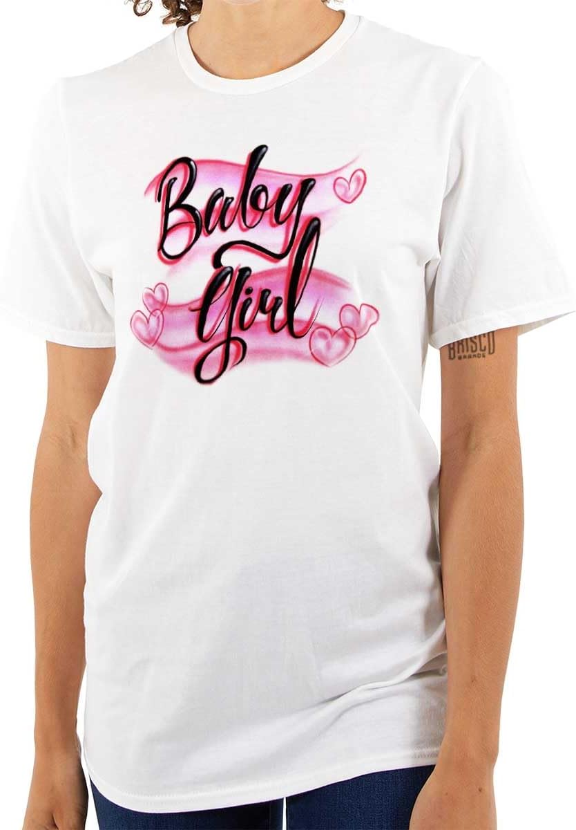 Airbrushed Baby Girl Hearts Love Womens Graphic T Shirt Tees