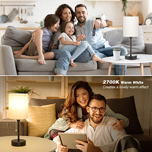 Image of Small Bedside Table Lamp for Bedroom - Desk Lamp with USB Ports for Dorm