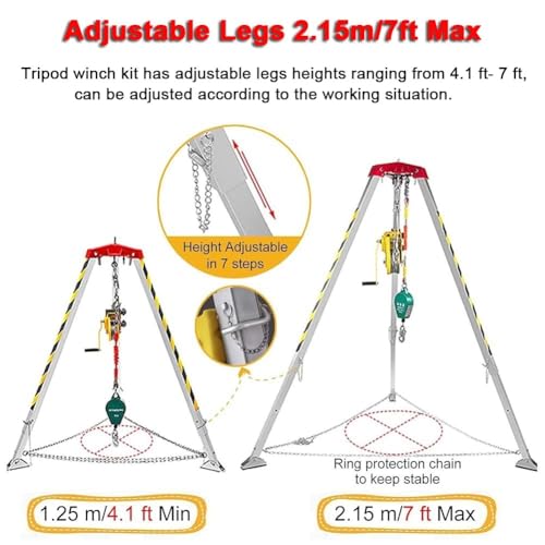 Trépied robuste pour sauvetage en espace confiné et protection contre les chutes, capacité de 816,5 kg, idéal pour les solutions de sécurité industrielle et de construction